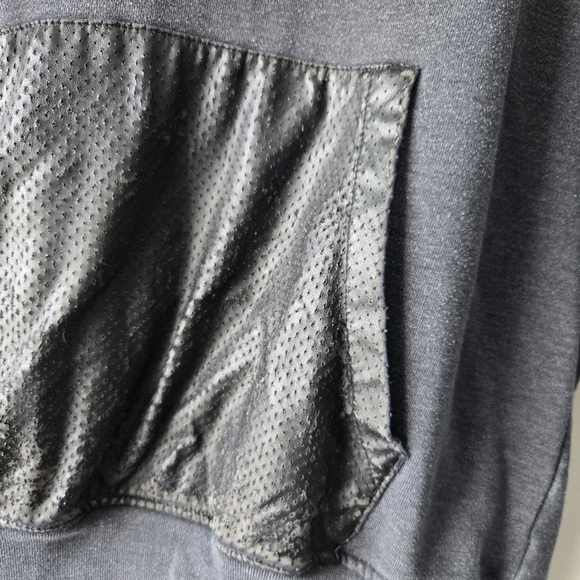 Zoo York Men's 90s Grunge Pullover Sweatshirt Faux Leather Hood Large - Picture 4 of 16